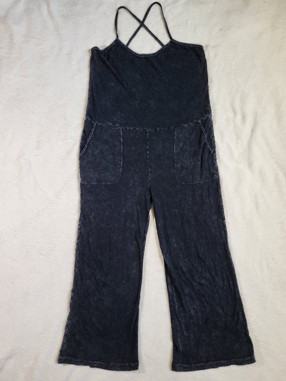 Beyond Yoga Breezy Black Strappy Wide-Leg Jumpsuit